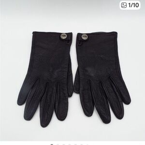 UGG Women's Black Pebbled Leather Gloves Large